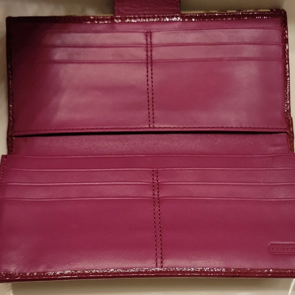 Coach Brown and Burgundy/Pink Wallet Signature Collection - Picture 4 of 14